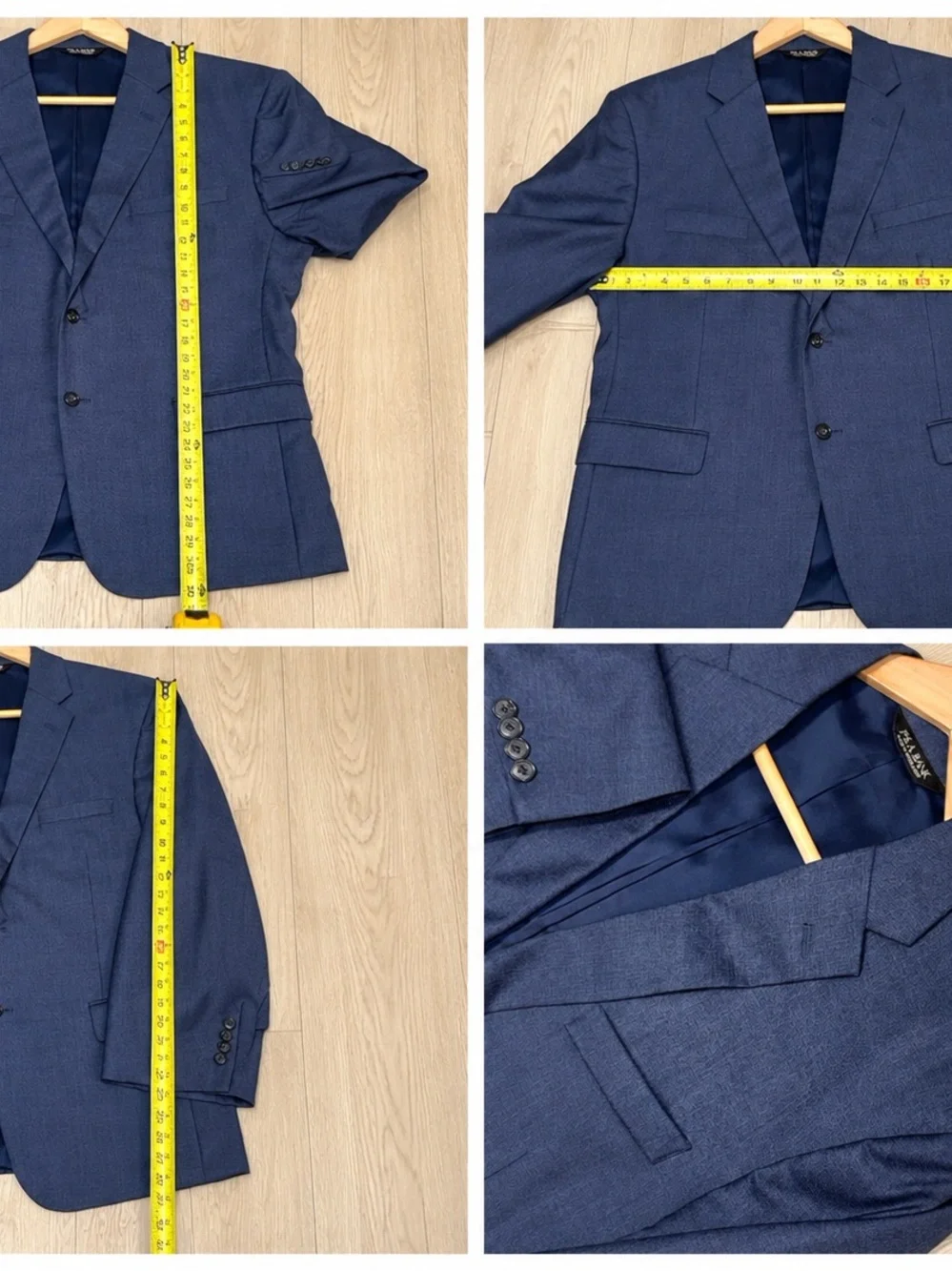 Jos.A.Bank Travelers Collection 44R Navy 2-Piece Suit Tailored Fit Blazer & Pant